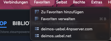 TeamSpeak 3 – Favoriten-Menü mit „Aktuellen Server zu Favoriten hinzufügen